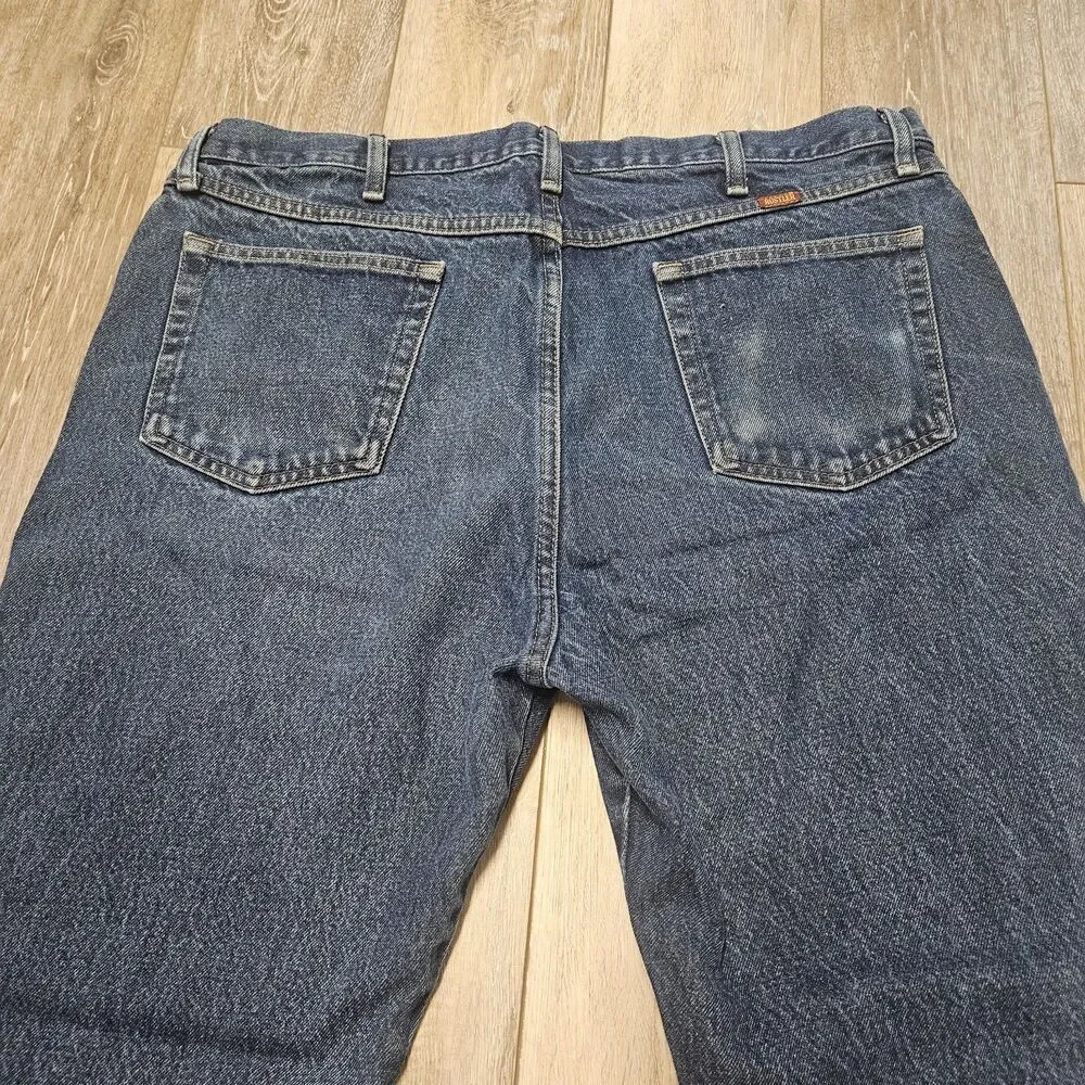 Rustler Wrangler Vintage Relaxed Fit Straight Leg Denim Blue Jeans Men's 40 X 32